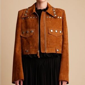 KHAITE Lyle Suede Jacket Studded Cognac size 4